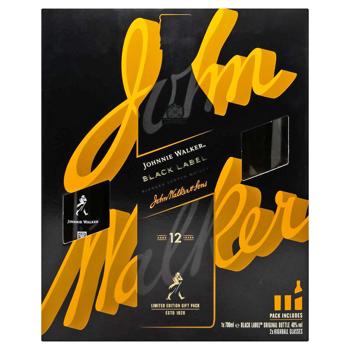 Johnnie Walker Black Label Whiskey 40% 0.7l + 2 glasses - buy, prices for - photo 2