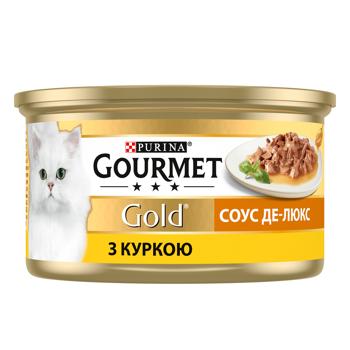 Корм вологий Gourmet Gold Соус Де-Люкс з куркою для дорослих котів 85г - купити, ціни на MasterZoo - фото 3