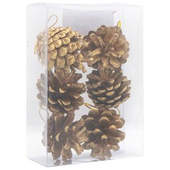 Прикраси ялинкові Набір шишок натуральних золоті 6шт - купити, ціни на КОСМОС - фото 3