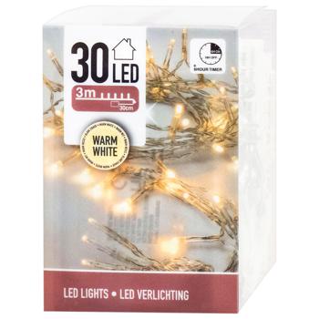 Koopman Warm White Indoor Electric Garland with Timer 30 lamps 3.3m