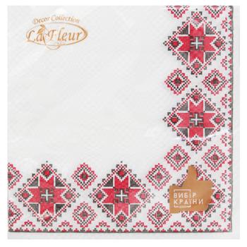 La Fleur Red Embroidery 2-Ply Napkins 33х33cm 16pcs - buy, prices for NOVUS - photo 1
