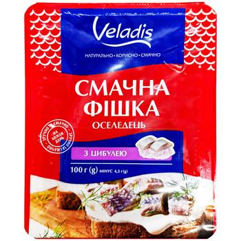 Veladis Smachna Fishka Herring Fillet Pieces with Onion in Oil 100g - buy, prices for Epicentr FOOD - photo 1