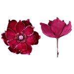 Bona Di Magnolia Decorative Flower on Clip 20cm Purple