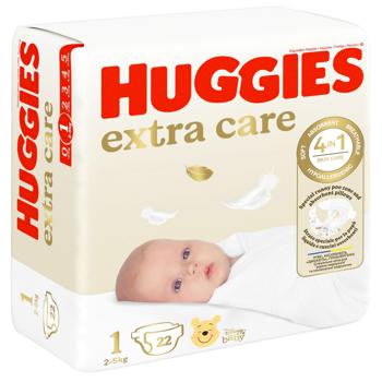 Huggies Extra Care Diapers 1 2-5kg 22pcs - buy, prices for NOVUS - photo 2