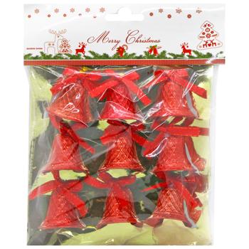 Set of Red Bells 9pcs 3.5cm