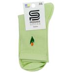Носки Premier Socks женские классические в рубчик с вышивкой цветок р.23-25 светло-зеленый