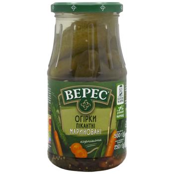 Огірки Верес Пікантні мариновані 500г - купити, ціни на Торба - фото 1