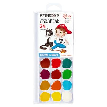 Краски акварельные Rosa Kids Cats with a Boy 24 цвета