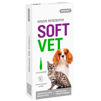 ProVet SoftVet Drops on Withers for Cats and Dogs from External Parasites 4 pipettes