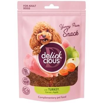 Ласощі для собак Delickcious Yummy Paws Snack з індичкою, морквою та яблуком 80г - купити, ціни на MasterZoo - фото 1