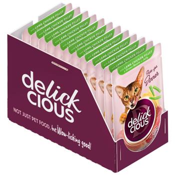 Корм влажный Delickcious с ягнятиной, курицей и спаржевой фасолью для кошек 85г - купить, цены на MasterZoo - фото 2