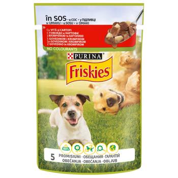 Корм вологий Friskies з яловичиною та картоплею для дорослих собак 100г