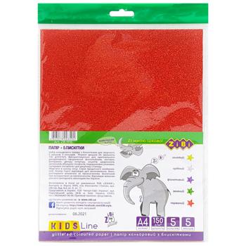 Папір ZiBi з блискітками А4 5 кольорів 5шт - купити, ціни на Таврія В - фото 1