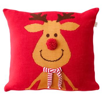 Подушка декоративная Прованс Олень с шарфом вязаная 45x45см