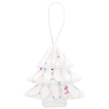 White Christmas Tree Decoration with Beaded Ribbon 12cm