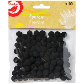 Auchan Black Pompoms 100pcs