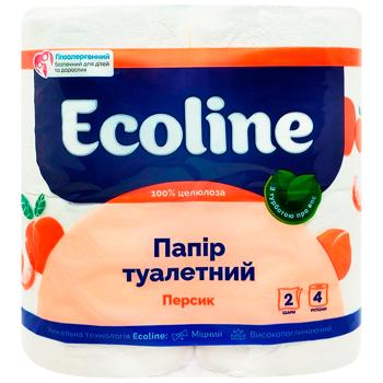 Ecoline Peach 2-Ply Toilet Paper 4pcs - buy, prices for Supermarket "Kharkiv" - photo 1