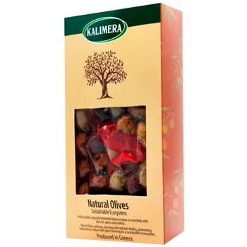 Оливки Калімера 250г Мікс гігант з перцем Флорініс в/у к/у - купить, цены на Восторг - фото 1