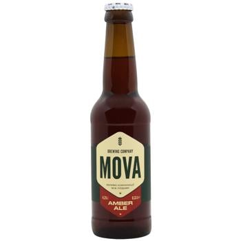 Mova Amber Ale Semi-dark Unfiltered Beer 4.3% 0.33l - buy, prices for WINETIME - photo 1