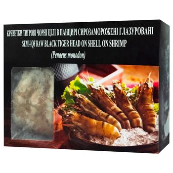 Креветки тигрова Apex Foods ціла свіжоморожена 13/15 1кг - купити, ціни на Cупермаркет "Харків" - фото 1