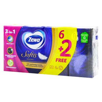 Платочки бумажные Zewa Softis Original 4-слойные 8*9шт - купить, цены на Таврия В - фото 1