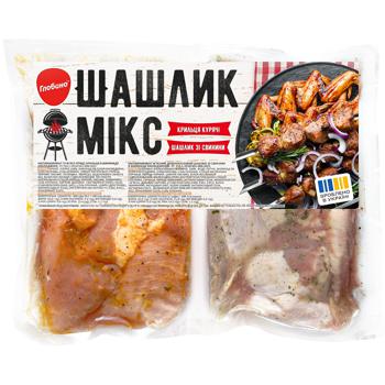 Шашлик мікс Глобино крильця курячі та свинина маринована охолоджений - купити, ціни на - фото 1