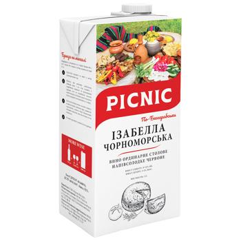 Вино Picnic Ізабелла чорноморська червоне напівсолодке 9-12% 1л