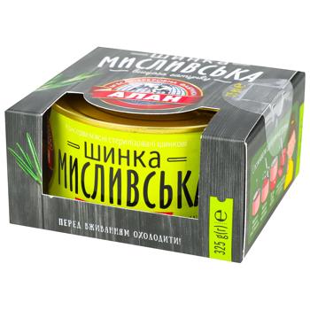 Ветчина Алан Охотничья тушеная консервированная 325г - купить, цены на Чудо Маркет - фото 1