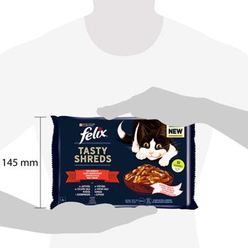 Корм вологий Felix Tasty Shreds з яловичиною та куркою для дорослих котів 4х80г - купити, ціни на MasterZoo - фото 2