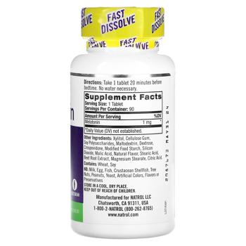 Natrol Strawberry Flavored Fast Dissolve Melatonin 1mg 90 tablets - buy, prices for - photo 3