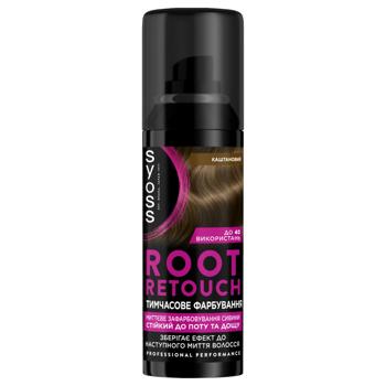 Тонуючий спрей Syoss Root Retoucher Каштановий для маскування відрослих коренів та сивини 120мл - купити, ціни на Ідеал - фото 1