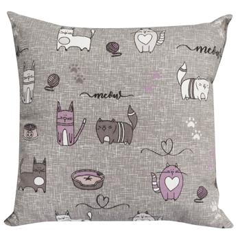 Home Line Cat in Kitchen Gray-Lilac Decorative pillow 40x40cm - buy, prices for MegaMarket - photo 1