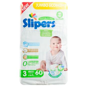 Подгузники Slipers J-203 3 Midi Jumbo 4-9кг 60шт - купить, цены на КОСМОС - фото 3