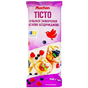 Тесто Auchan слоеное бездрожжевое замороженное 500г