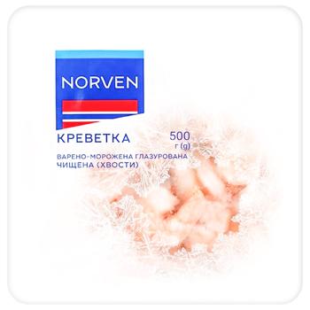 Креветки Norven варено-мороженые очищенные хвосты 500г - купить, цены на Auchan - фото 1