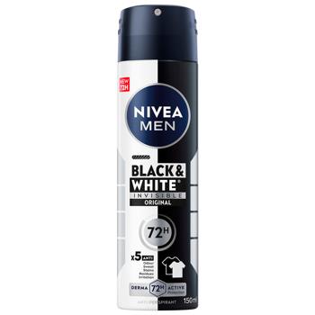 Антиперспірант аерозольний Nivea Men Black&White Invisible Original 150мл - купити, ціни на Ідеал - фото 1
