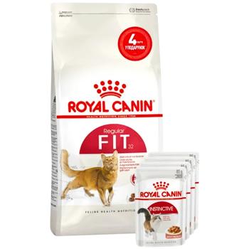 Набір корму Royal Canin Fit 32 для домашніх та вуличних котів cухий 2кг + вологий 4шт х 85г - купити, ціни на MasterZoo - фото 1