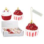 Red Cupcake Pendant 7x8cm in assortment