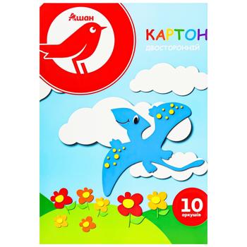 Картон Auchan двусторонний А4 10 листов - купить, цены на Auchan - фото 1