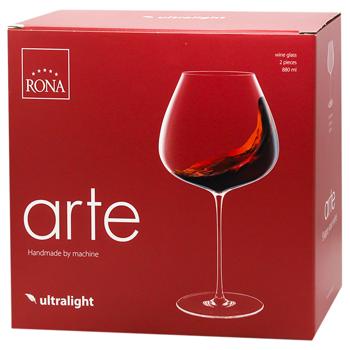 Набір келихів для вина Rona Arte 2шт 880мл - купити, ціни на AlcoHub - фото 1