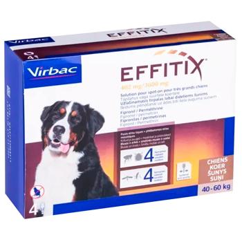 Virbac Effitix Drops on Withers for Dogs from 40 to 60kg from External Parasites 402mg/3600mg 4 pipettes - buy, prices for MasterZoo - photo 1