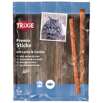 Лакомство для кошек Trixie Premio Stick Quintett с лососем и форелью палочки 5шт х 5г - купить, цены на КОСМОС - фото 2