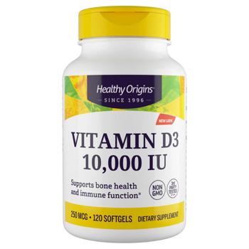 Витамин Д3 Healthy Origins 10000 МЕ 120 гелевых капсул - купить, цены на Biotus - фото 1