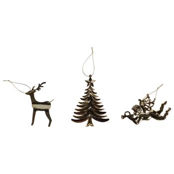Actuel Christmas Tree/Deer/Angel Gold Christmas Tree Pendant 11-13cm in assortment - buy, prices for Auchan - photo 1