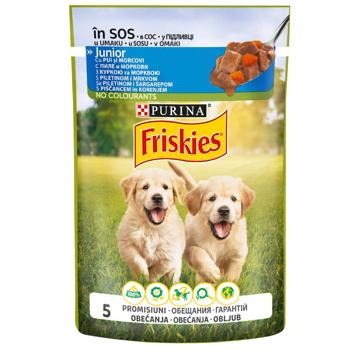 Корм вологий Friskies Junior з куркою та морквою для цуценят 100г