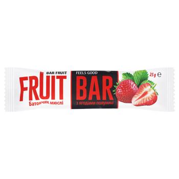 Батончик-мюслі Fruit Bar глазурований з ягодами полуниці 25г - купити, ціни на Чудо Маркет - фото 1
