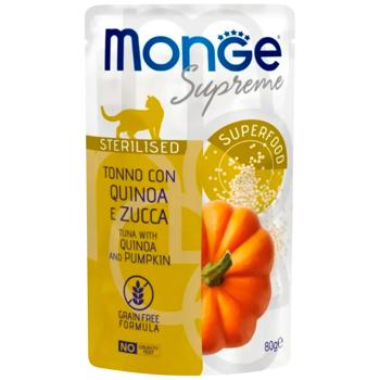 Корм влажный Monge Supreme с тунцом, киноа и тыквой для стерилизованных кошек 80г - купить, цены на MasterZoo - фото 1
