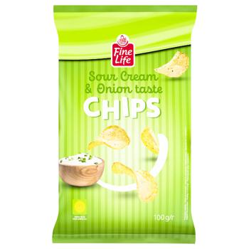 Fine Life Sour Cream & Onion Taste Potato Chips 100g - buy, prices for METRO - photo 1