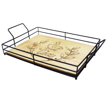 Поднос деревянный прямоугольный 42*25*7см - купить, цены на Таврия В - фото 1