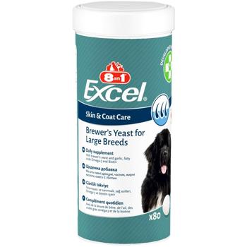 8in1 Excel Brewer's Yeast For Large Breeds Skin and Coat Care вітаміни для собак 80 шт - купить, цены на MasterZoo - фото 1